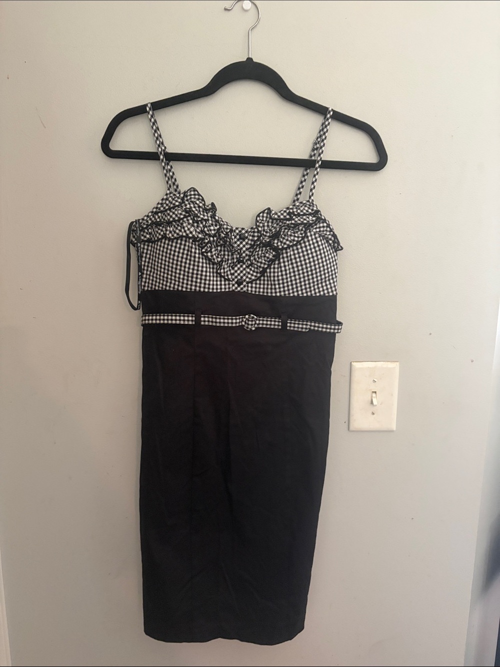 Sequin Hearts Black and White Gingham Dress